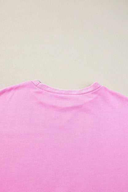 Pink Candy Colorblock French Terry Top - Chic Meadow Boutique 