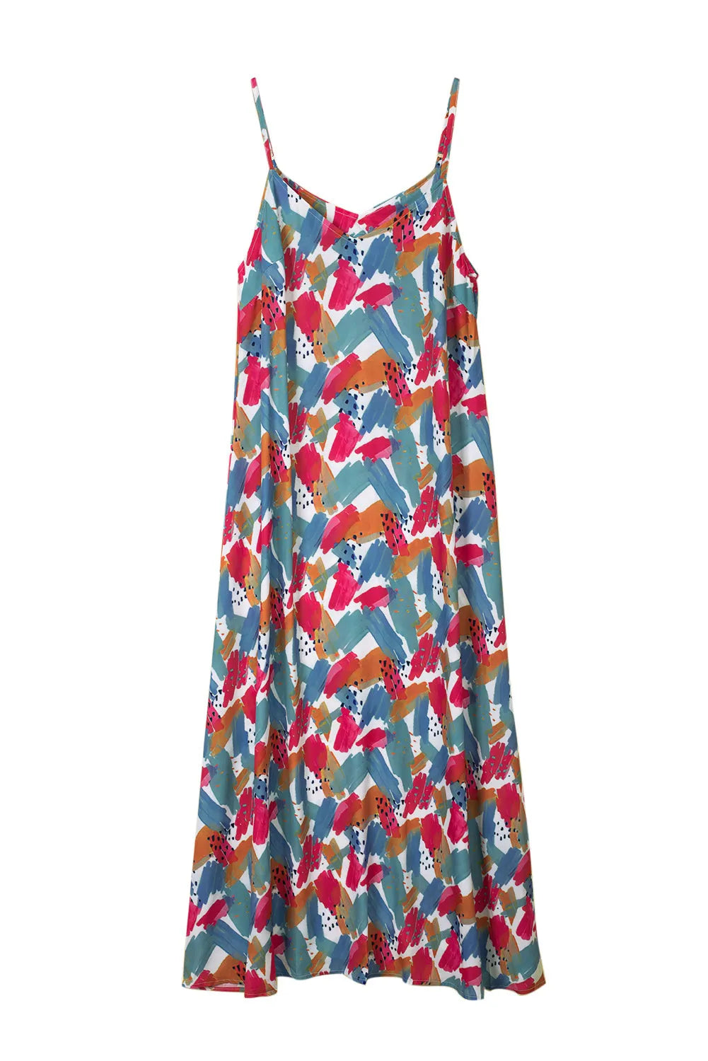 Multicolor Abstract Print Spaghetti Straps Maxi Dress - Chic Meadow Boutique 