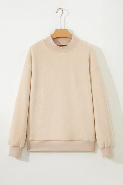 Apricot Oversize Drop Shoulder Reversible Mock Neck Sweatshirt