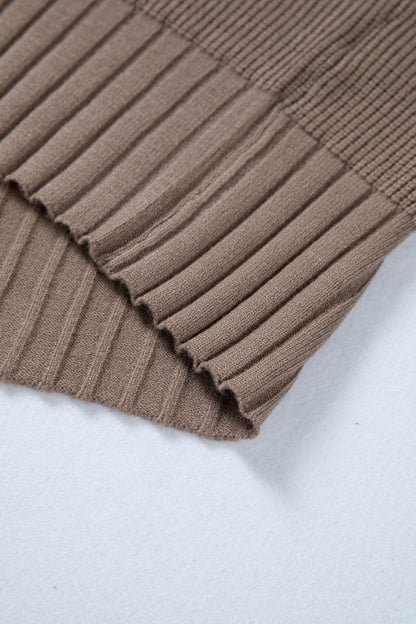 Goat Mixed Texture Knit Button V Neck Sweater Cardigan