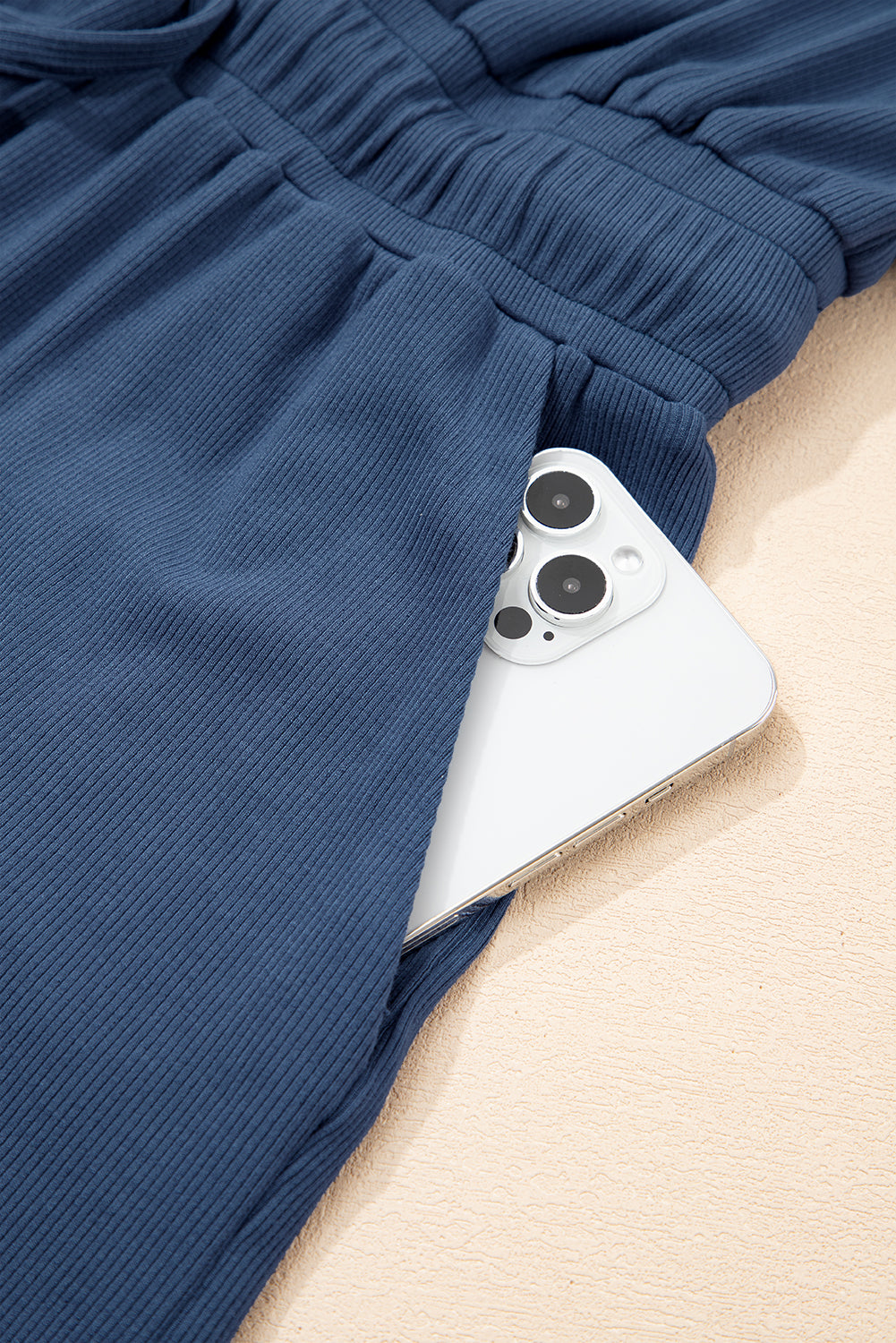 Ashleigh Blue Knit Open Back Cap Sleeve Drawstring Romper