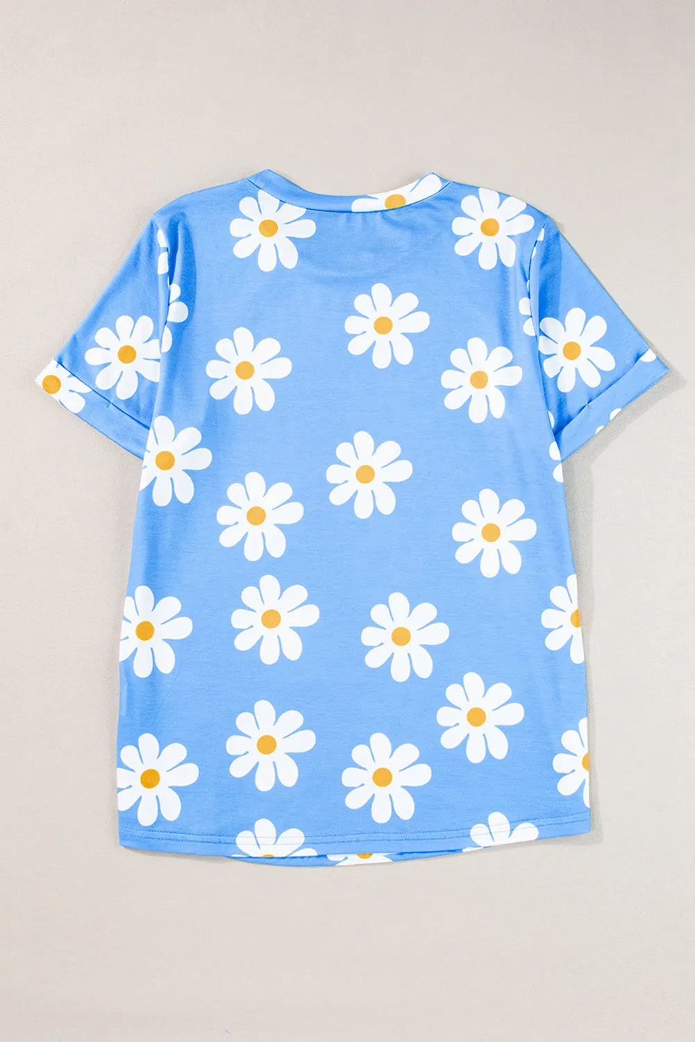 Sky Blue Daisy Printed Crewneck T Shirt - Chic Meadow Boutique 