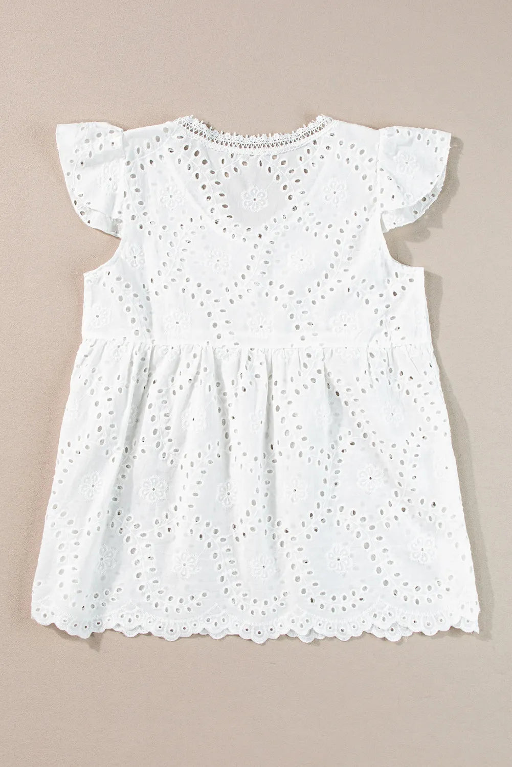 White V Neck Ruffled Embroidered Sleeveless Top - Chic Meadow Boutique 