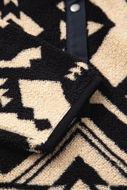 Black Western Aztec Half Zip Plush Sweatshirt