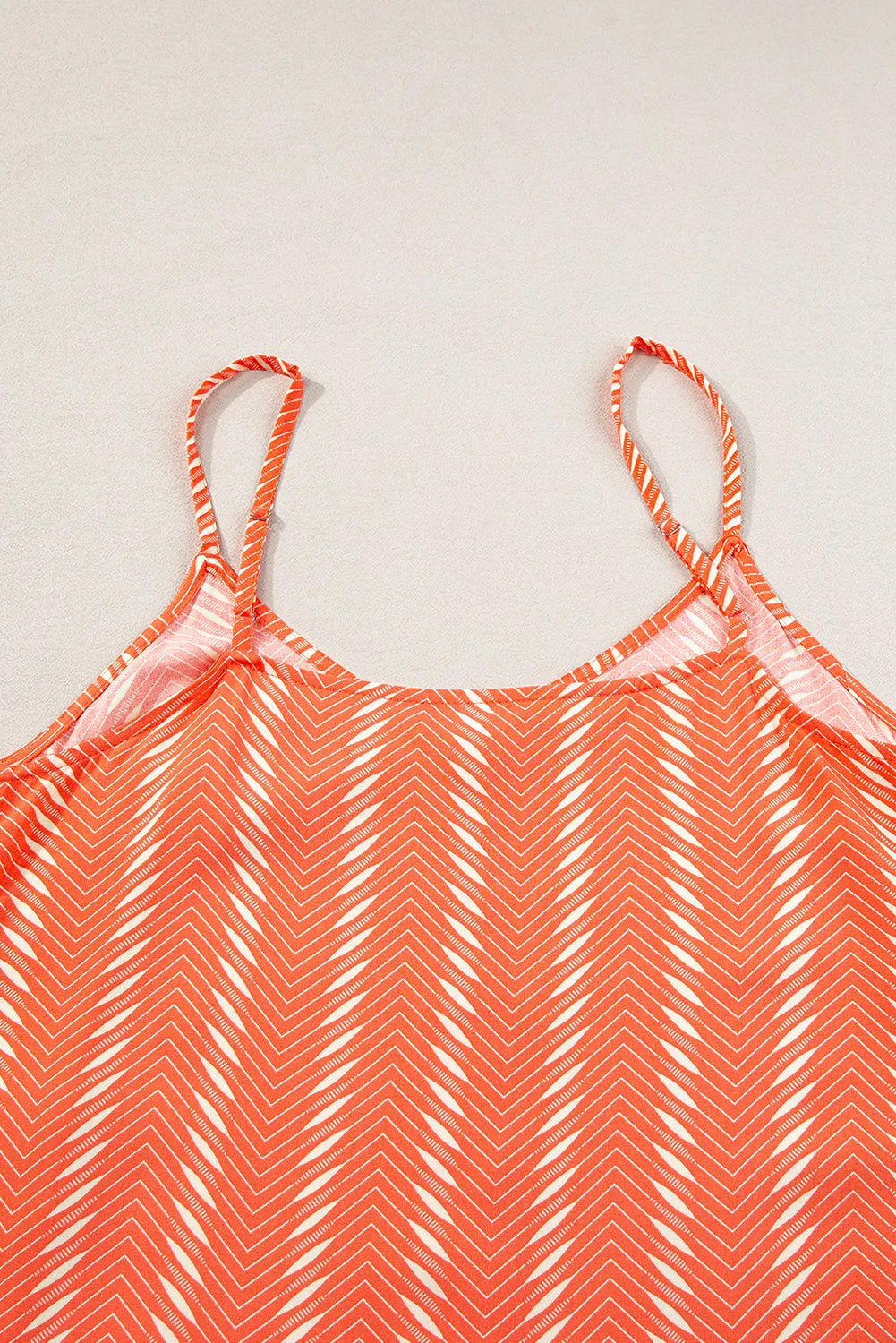 Orange Chevron Stripe Print Buttoned V Neck Cami Top - Chic Meadow Boutique 