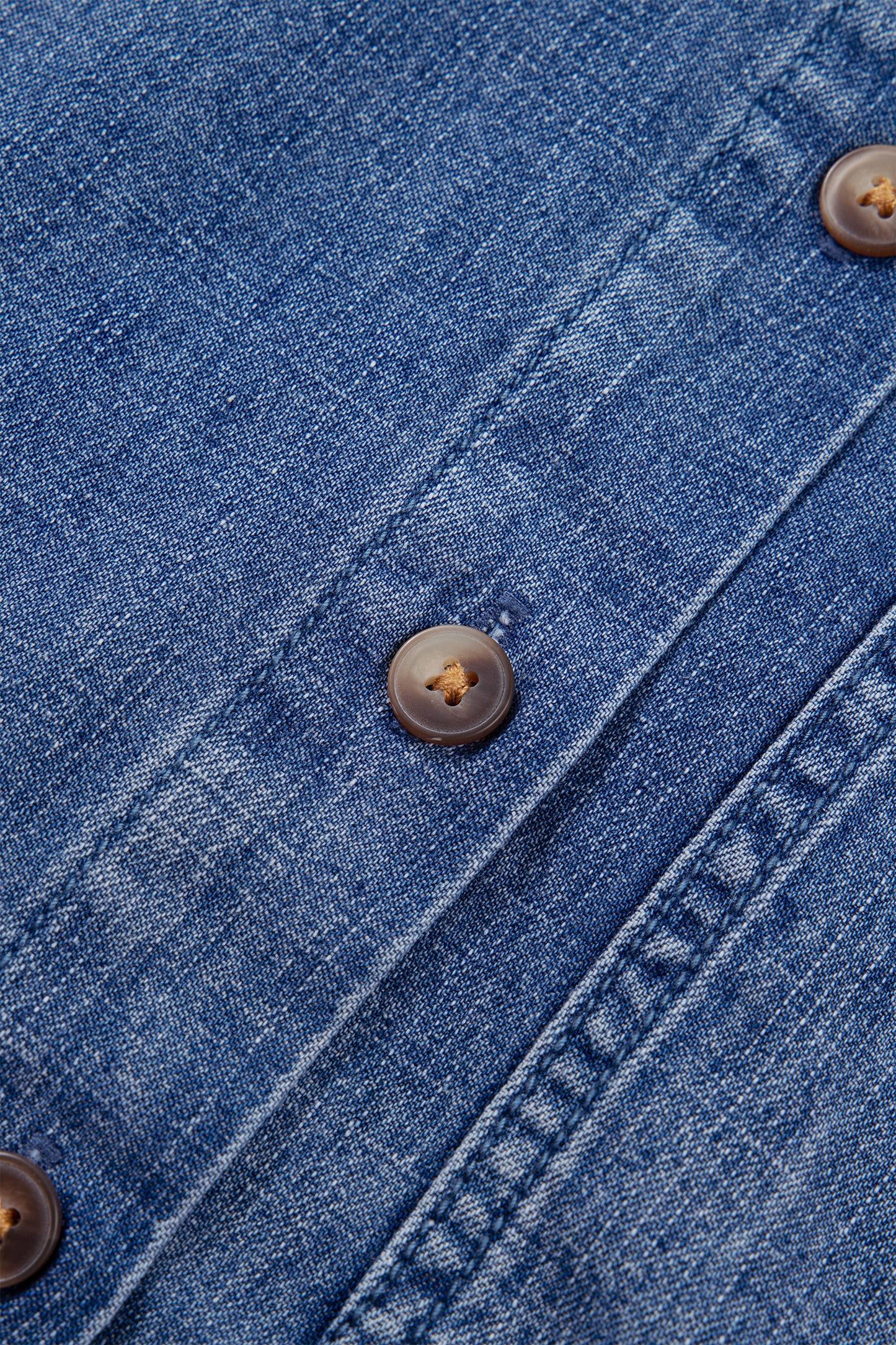 Dusk Blue Three Quarter Sleeve Button Front Loose Denim Shirt