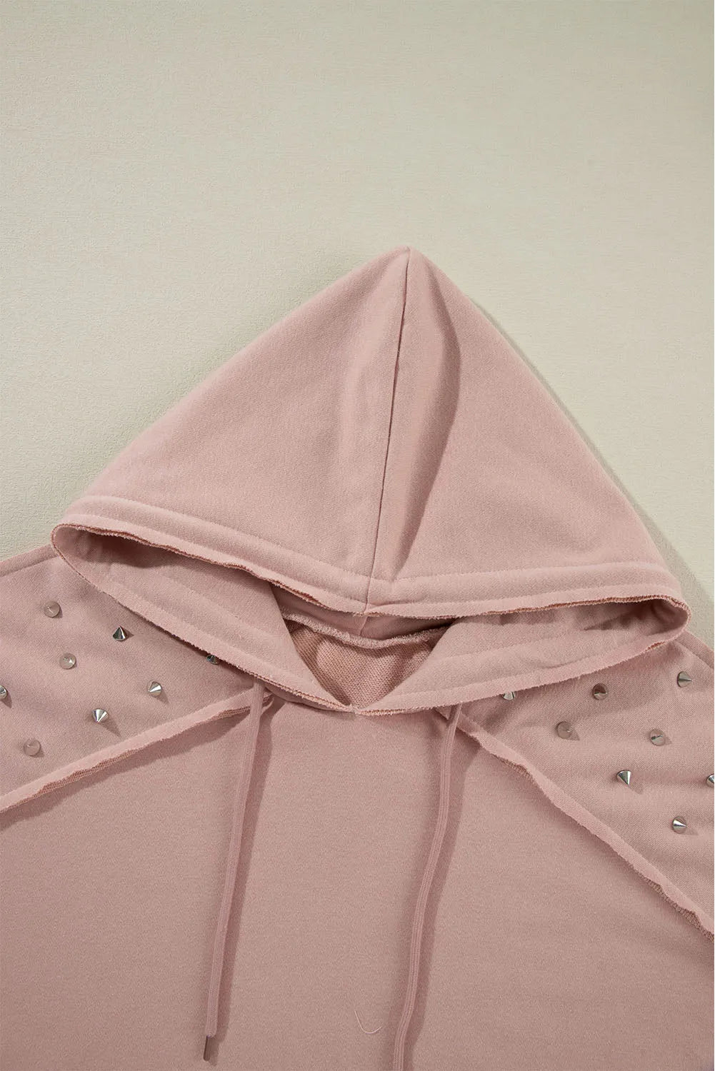 Fushia Solid Color Rivet Stud Raglan Sleeve Hoodie with Pocket - Chic Meadow Boutique 