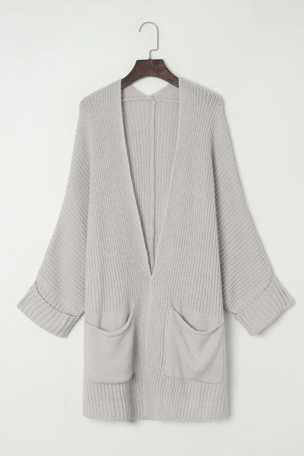 Gray Oversized Fold Over Sleeve Sweater Cardigan - Chic Meadow Boutique 