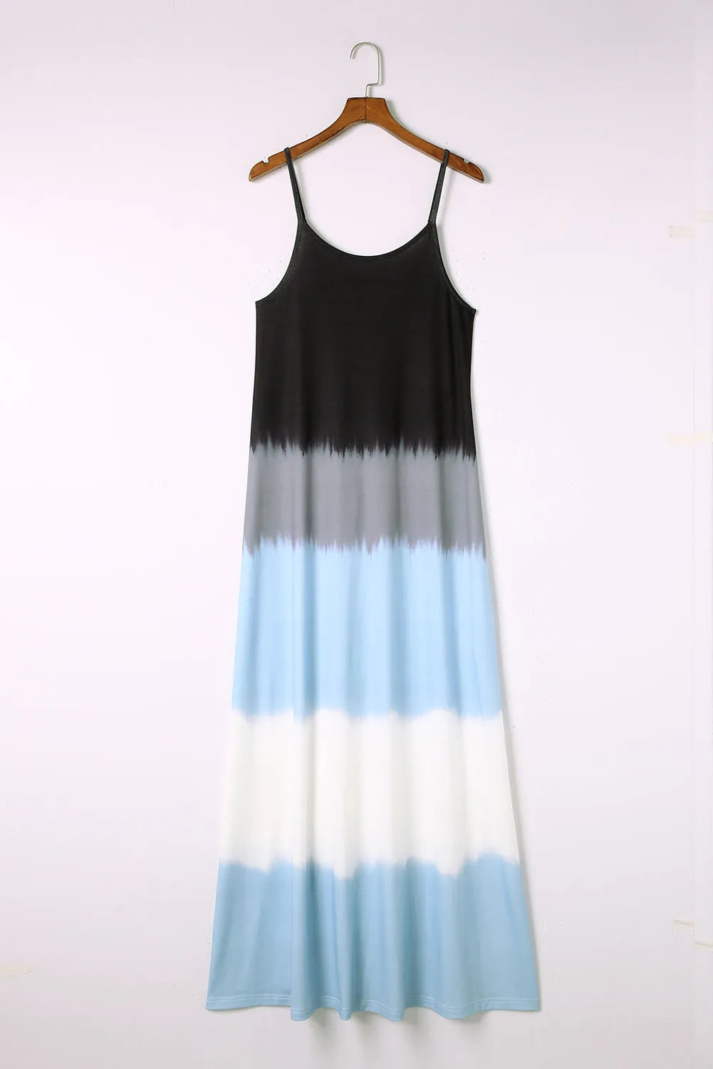 Sky Blue Spaghetti Strap Tie Dye Slit Maxi Dress - Chic Meadow Boutique 