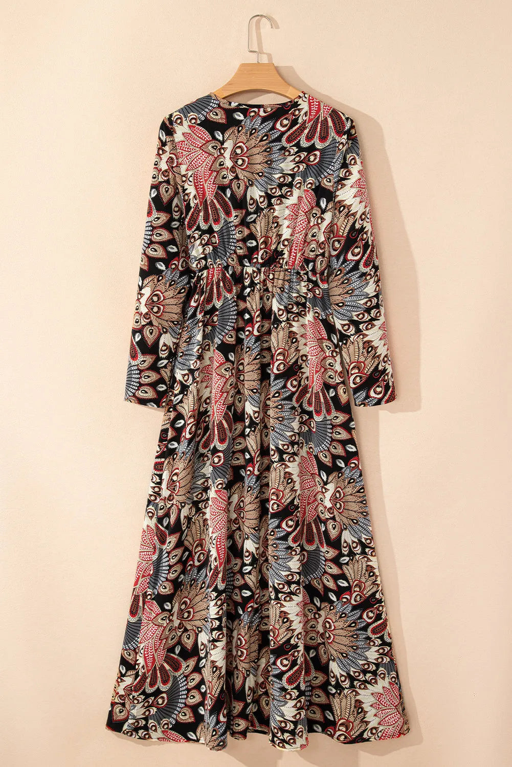 Black Floral Print V Neck Wrap High Waist Maxi Dress - Chic Meadow Boutique 