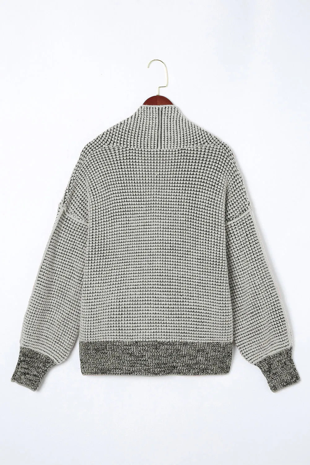 Tops/Sweaters & Cardigans Gray Chunky Waffle Knit Oversized Collar Cardigan