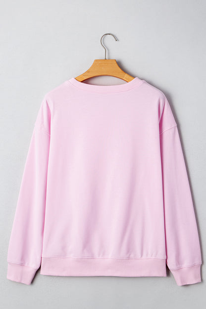Pink GAME DAY Football Rugby Print Casual Sweatshirt