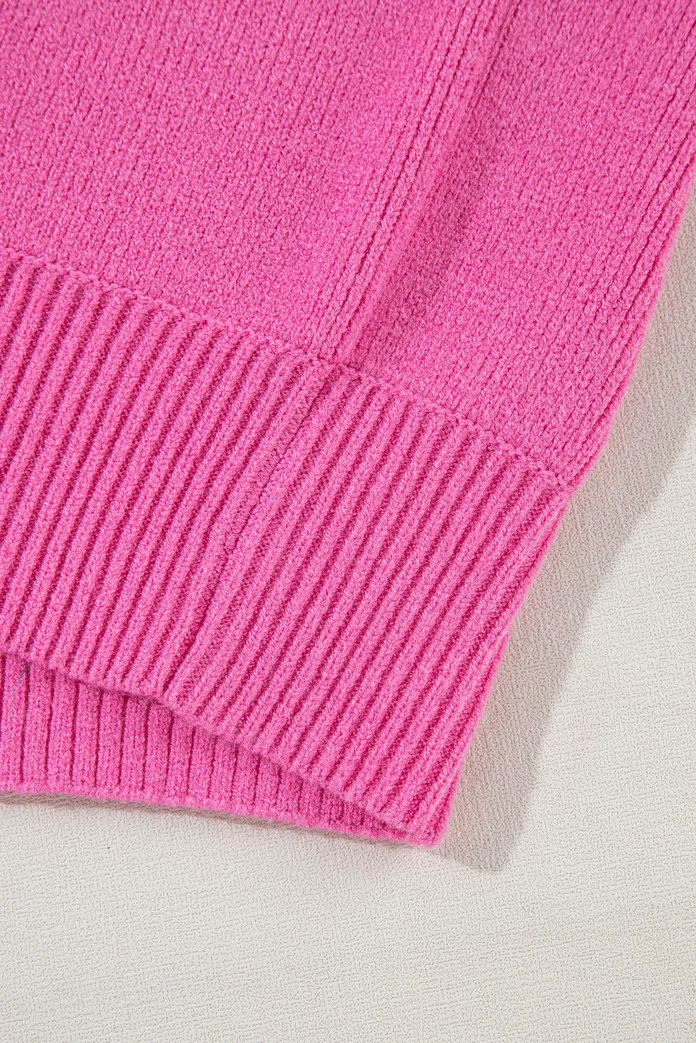 Pink Ribbed Knit Contrast Sleeve Sweater Top - Chic Meadow Boutique 