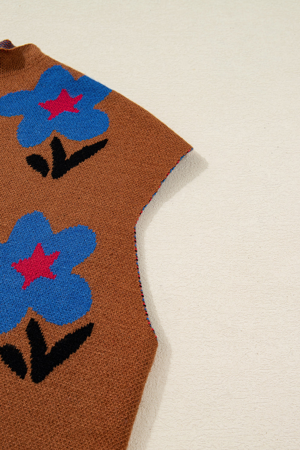 Chestnut Floral High Neck Sweater Vest