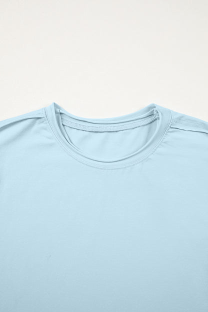 Myosotis Solid Color Round Neck Casual T Shirt