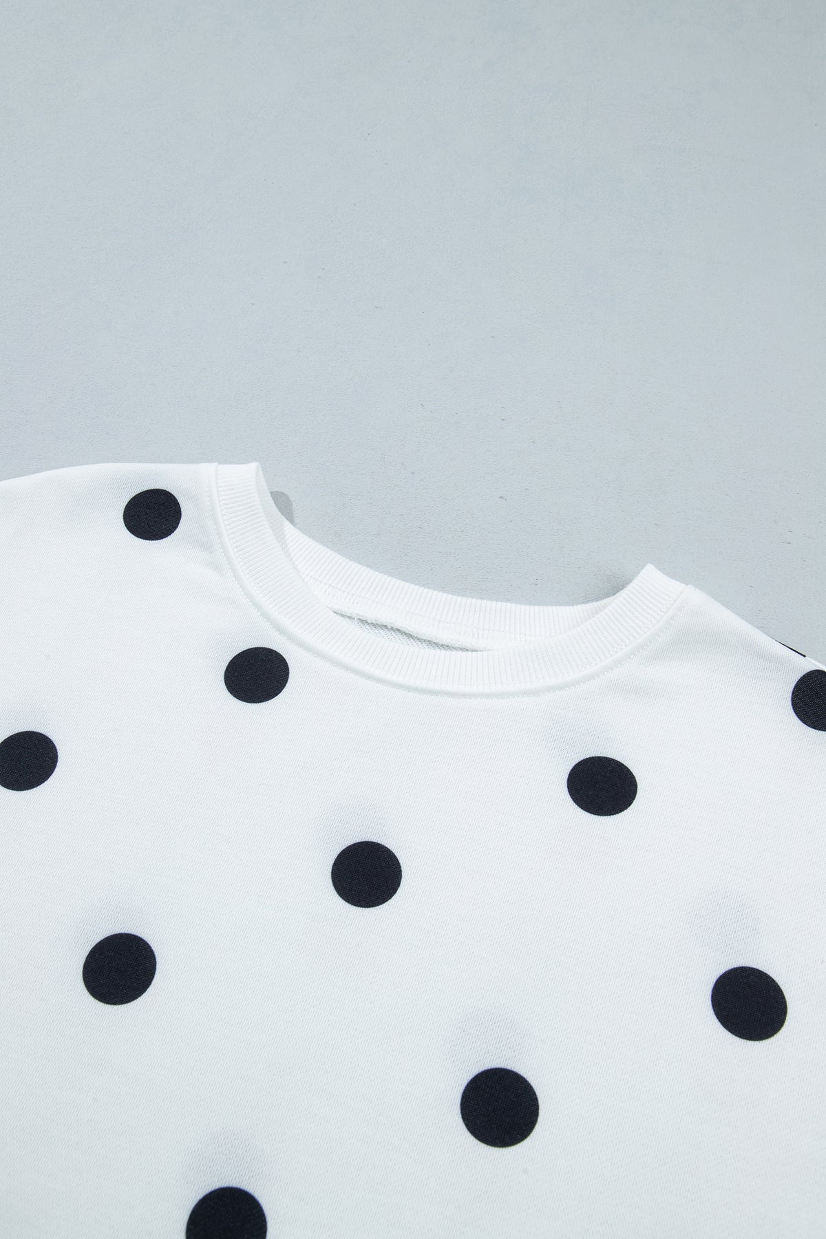 Beige Polka Dot Raw Hem Relaxed Pullover Loose Skort Two Piece Set