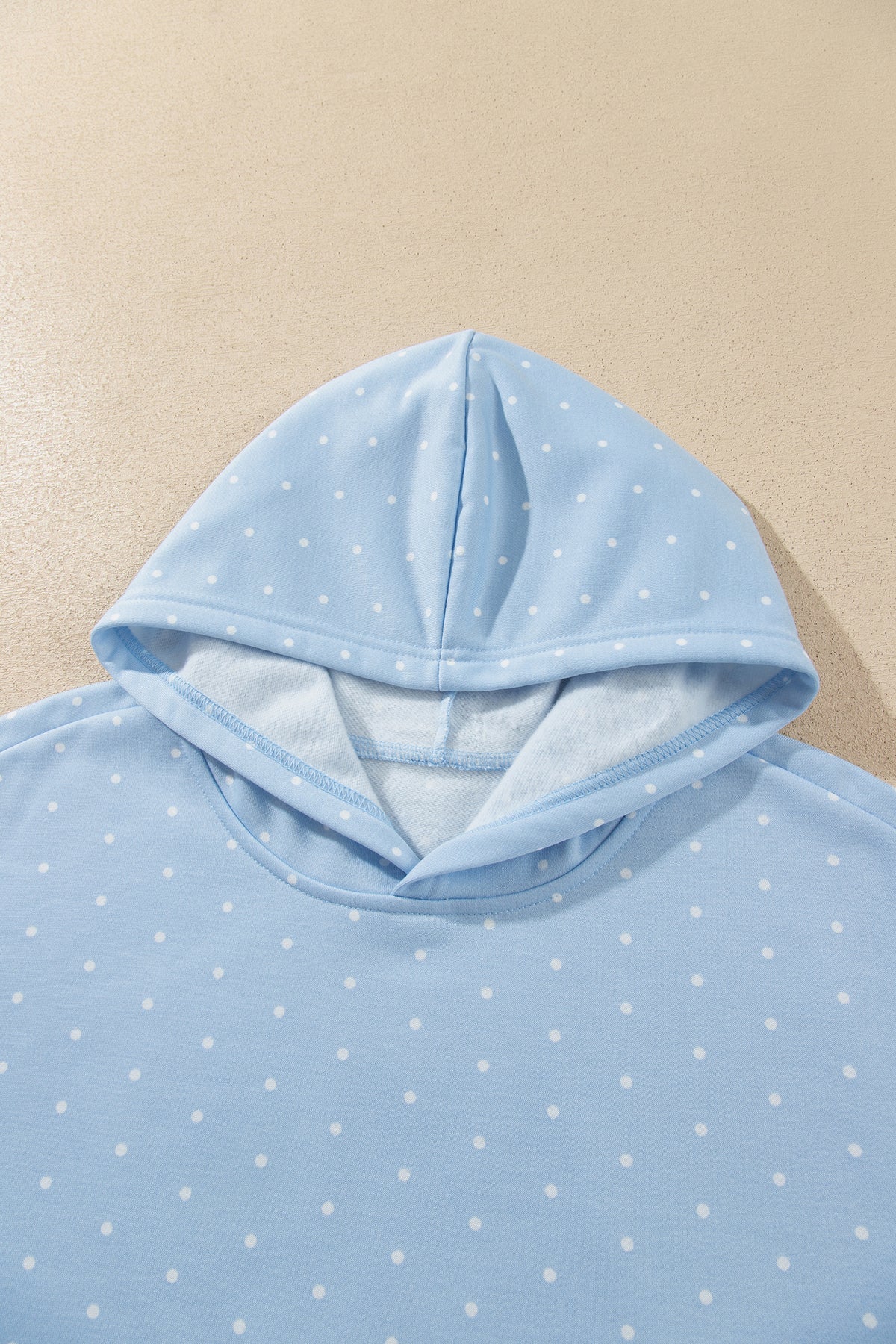 Sky Blue Polka Dot Printed Oversized Hoodie Casual Shorts 2pcs Set