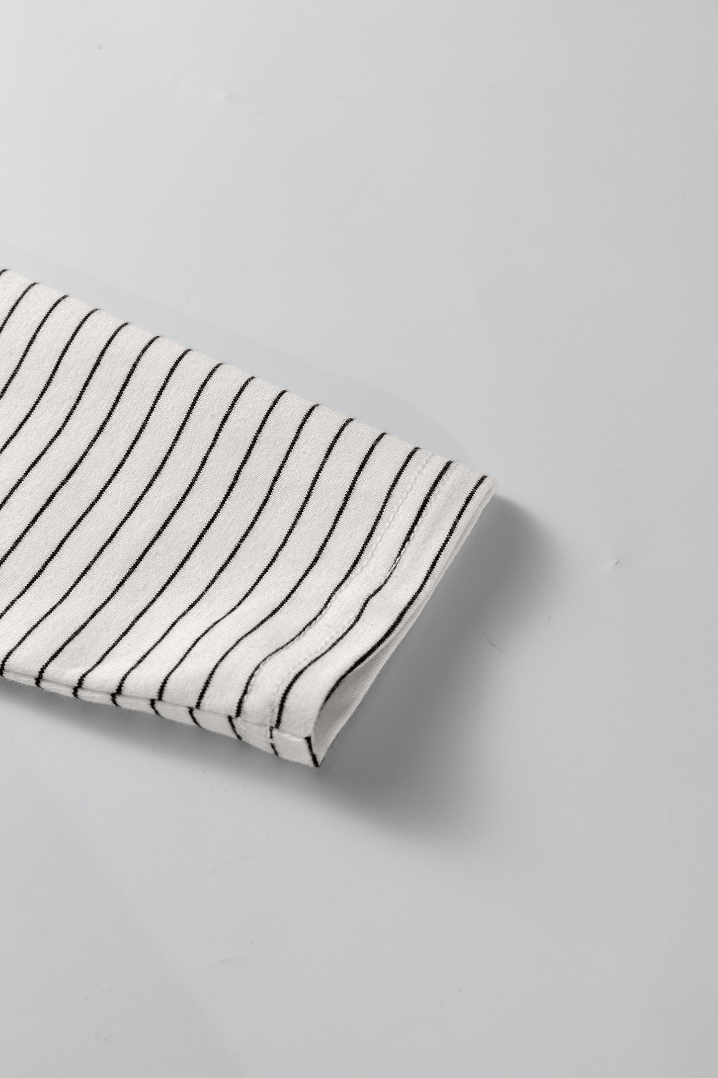 White Stripe Square Neck Long Sleeve Top