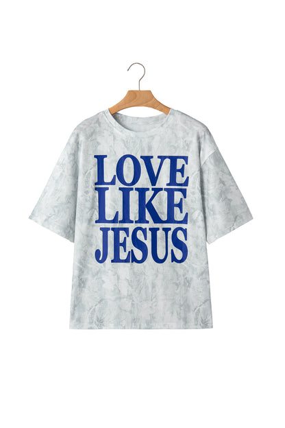 Gray Love Like Jesus Camouflage Oversized T Shirt