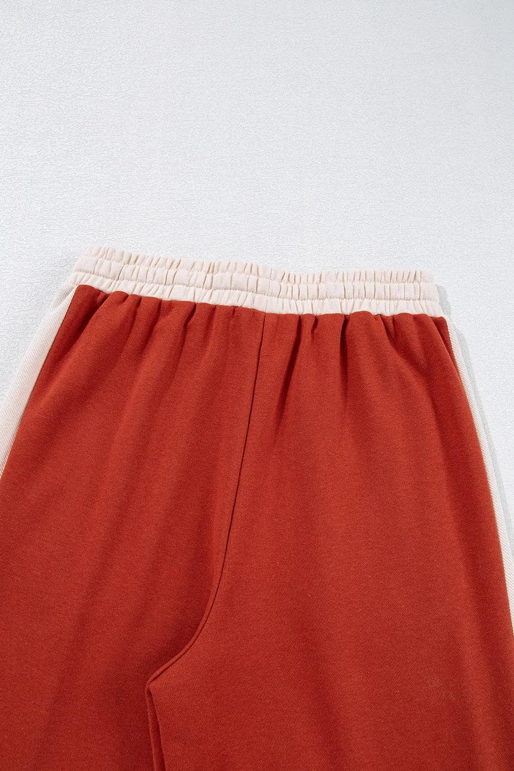 Bottoms/Pants & Culotte Flamingo Color Block Drawstring High Waist Wide Leg Pants