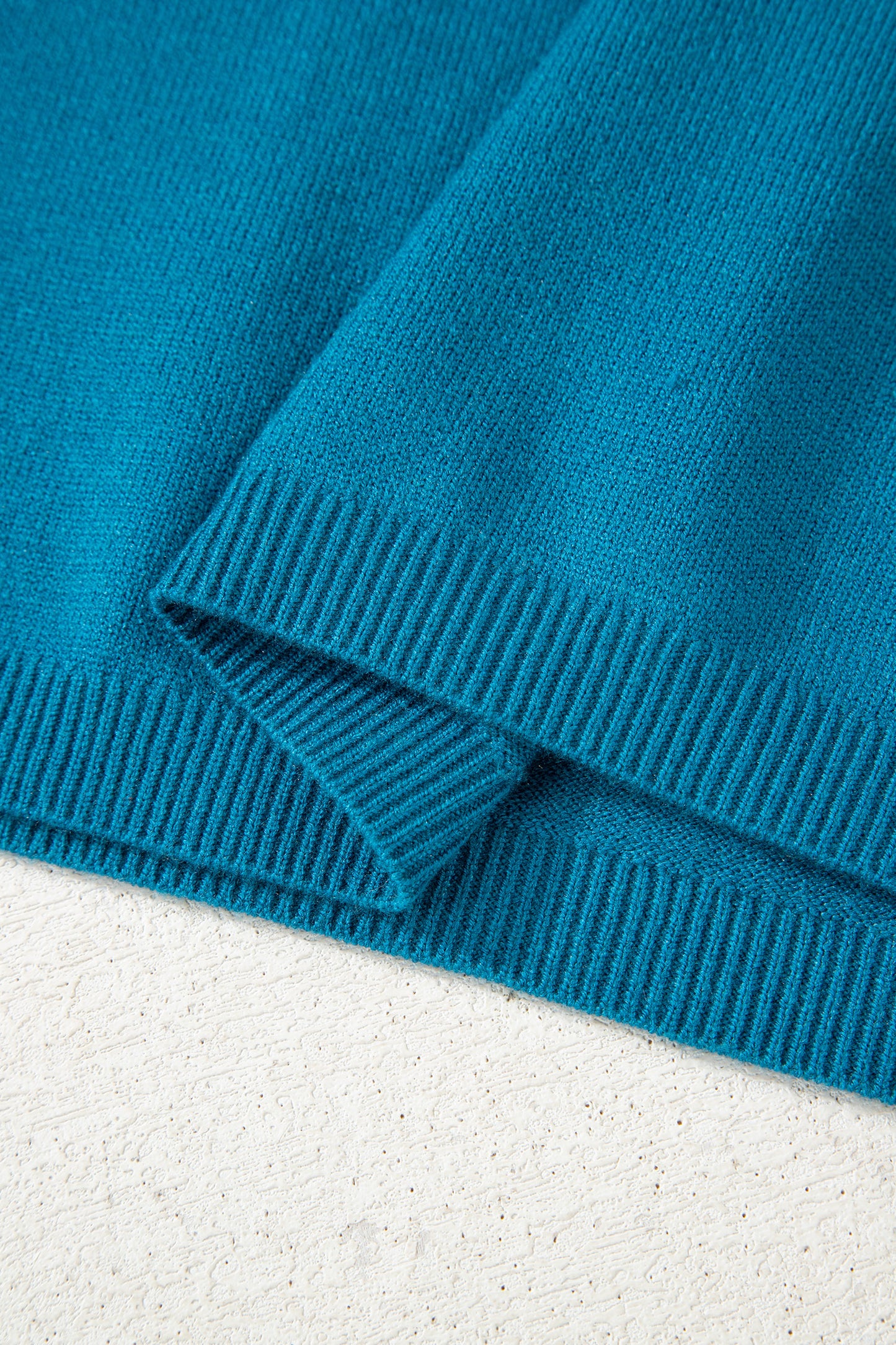 Light Blue Horse Shoe Embroidered Loose Short Sleeve Sweater