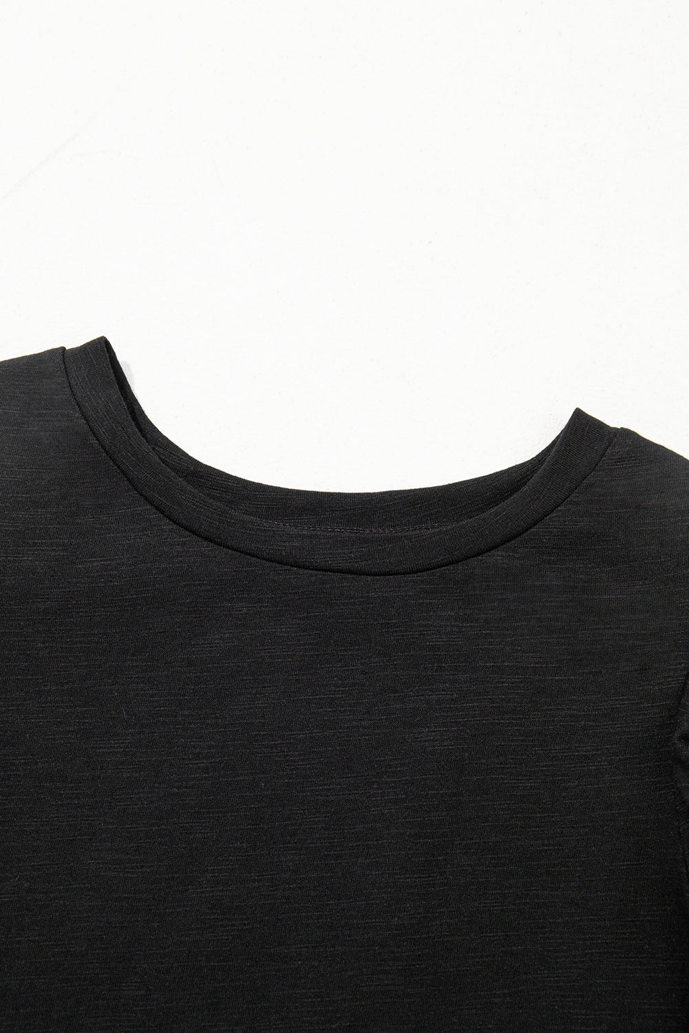 Black Layered Ruffle Short Sleeve Round Neck Top