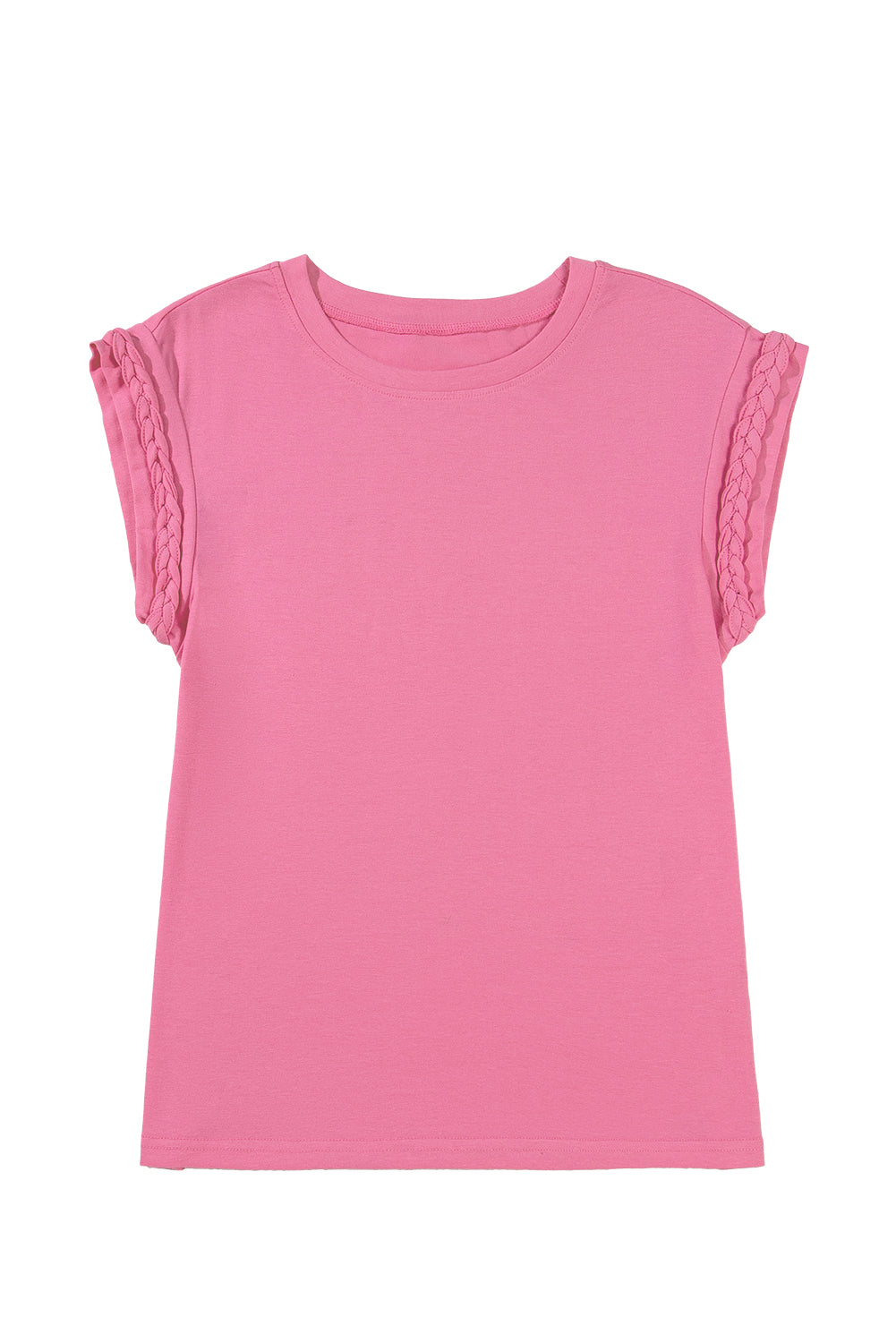 Bonbon Braided Cap Sleeve Crew Neck T Shirt