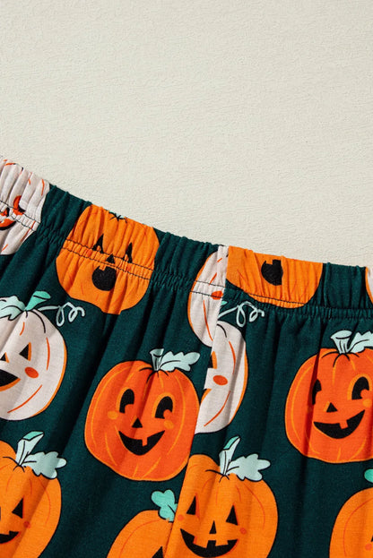 Orange Halloween Pattern Short Sleeve Shirt Pajama Set - Chic Meadow Boutique 