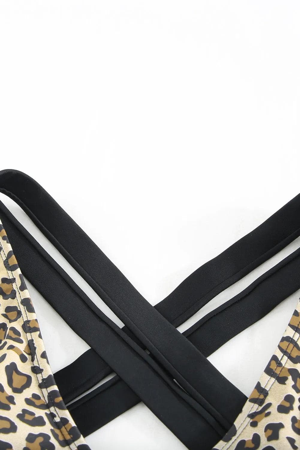 Leopard Print Criss Cross Back Bikini Set - Chic Meadow Boutique 