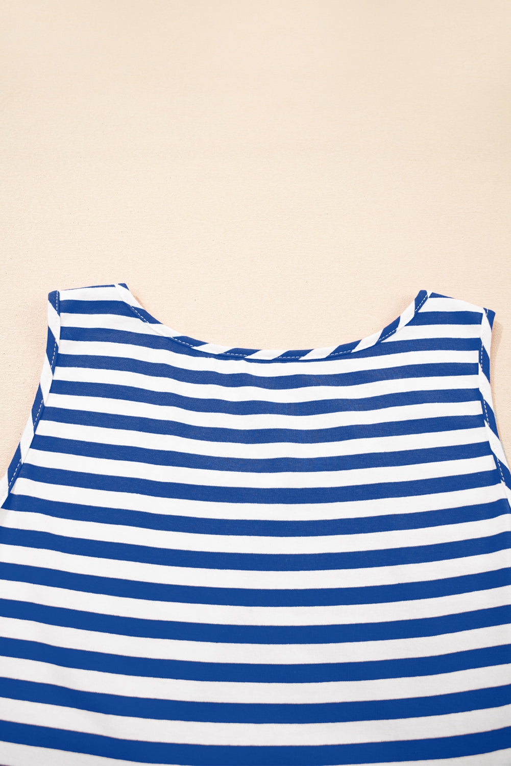 Sky Blue Stripe U Neck Sleeveless Loose Fit Mini Dress