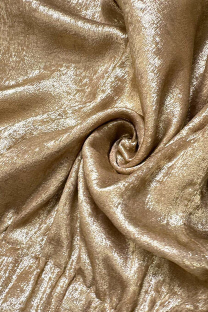 Gold Metallic Luster Tie Elastic Waist Cuffed Hem Shorts