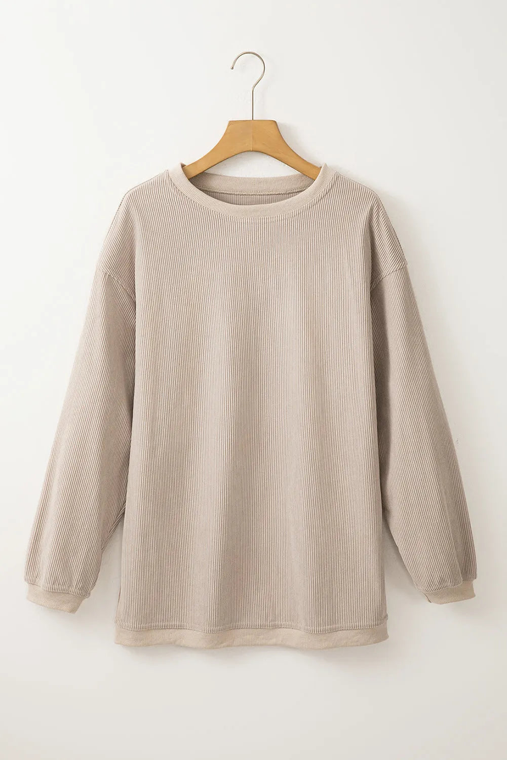 Smoke Gray Ribbed Corduroy Oversized Sweatshirt - Chic Meadow Boutique 