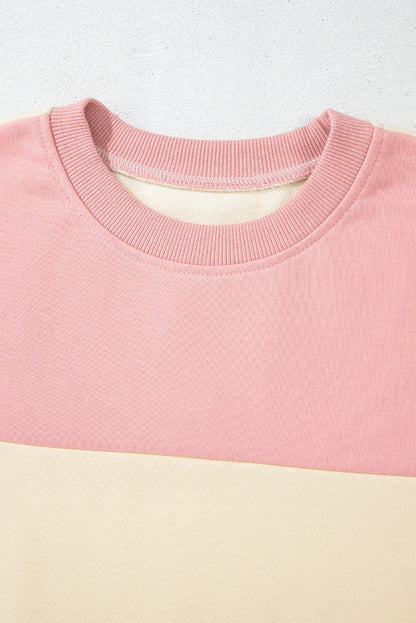 Meadow Mauve Colorblock Patchwork Drop Shoulder Sweatshirt - Chic Meadow Boutique 