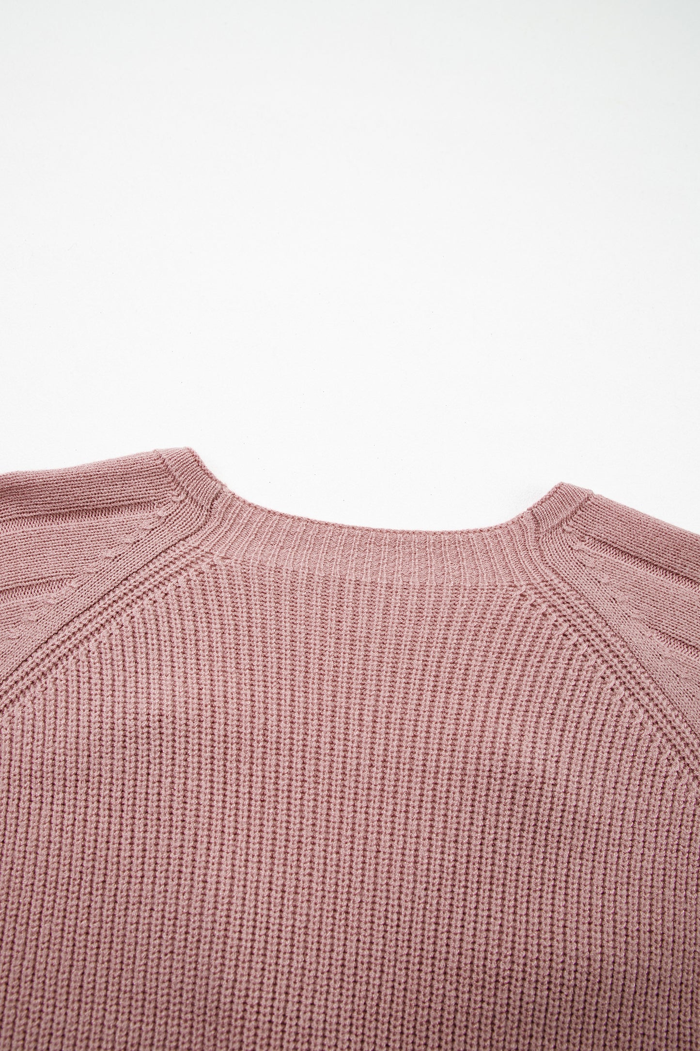 Light Pink Mixed Texture Knit Button V Neck Sweater Cardigan