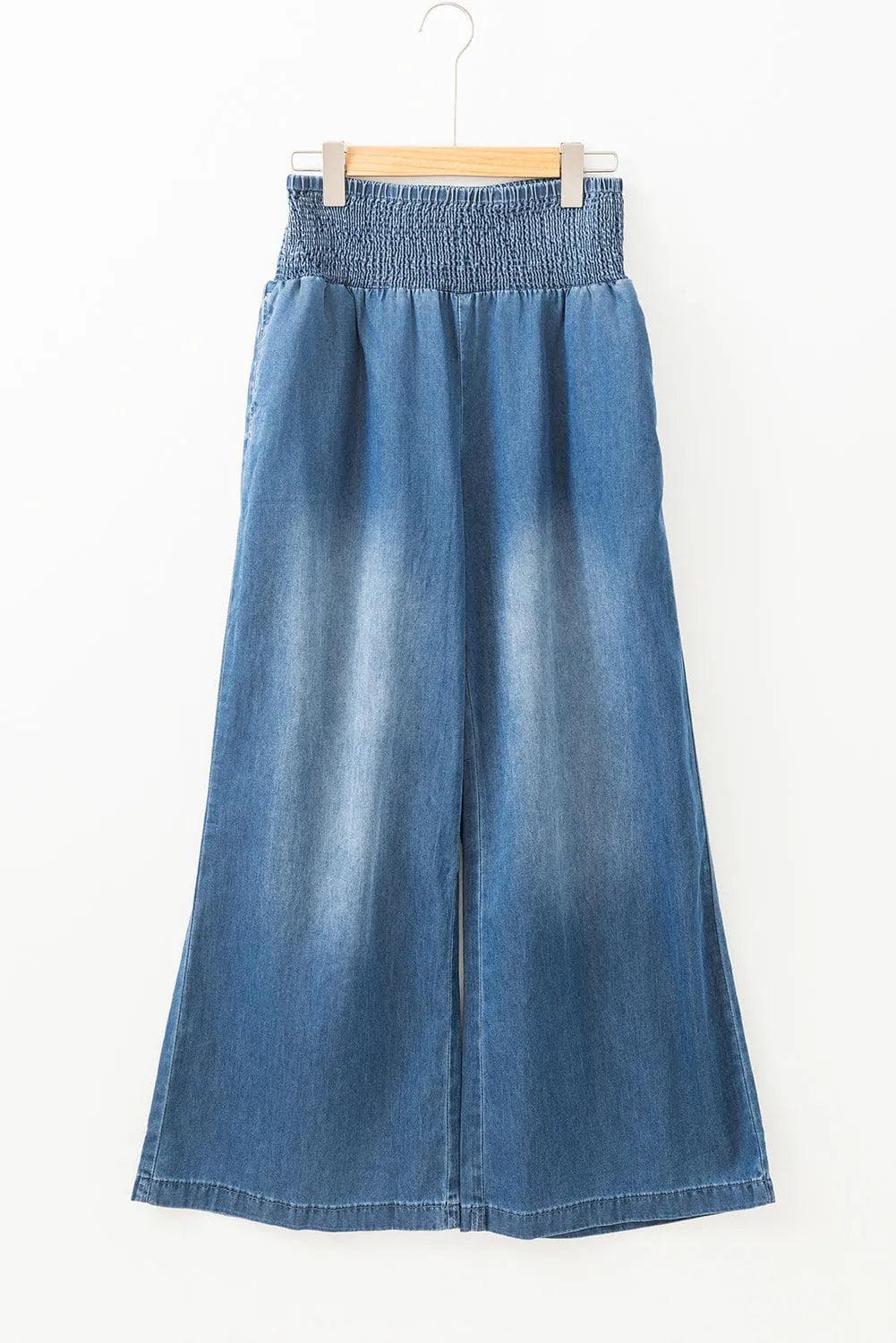 Bottoms/Jeans Ashleigh Blue Smocked Waist Wide Leg Jeans