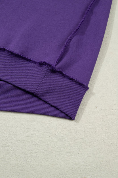 Tillandsia Purple Oversize Drop Shoulder Reversible Mock Neck Sweatshirt