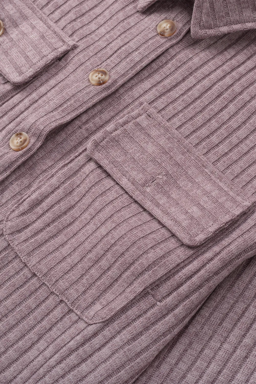 Purple Button Flap Pocket Ribbed Knit Shacket - Chic Meadow Boutique 