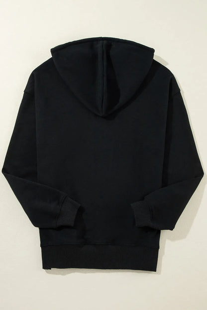 Black Fleece Lined Kangaroo Pocket Drawstring Chunky Hoodie - Chic Meadow Boutique 