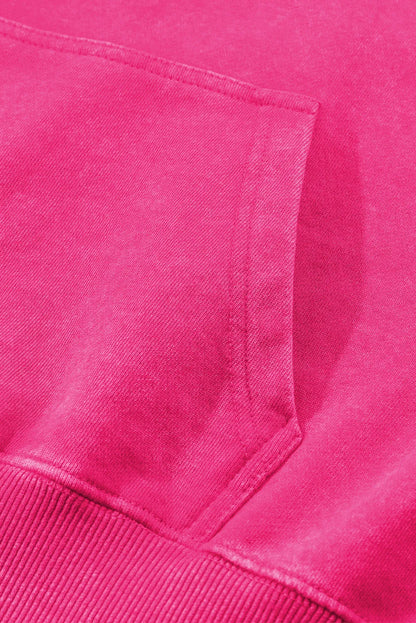 Bright Pink Vintage Wash Kangaroo Pocket Hoodie - Chic Meadow Boutique 