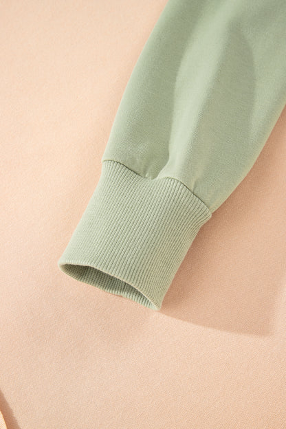 Beige Color Block Patchwork Split Hem Casual Sweatshirt
