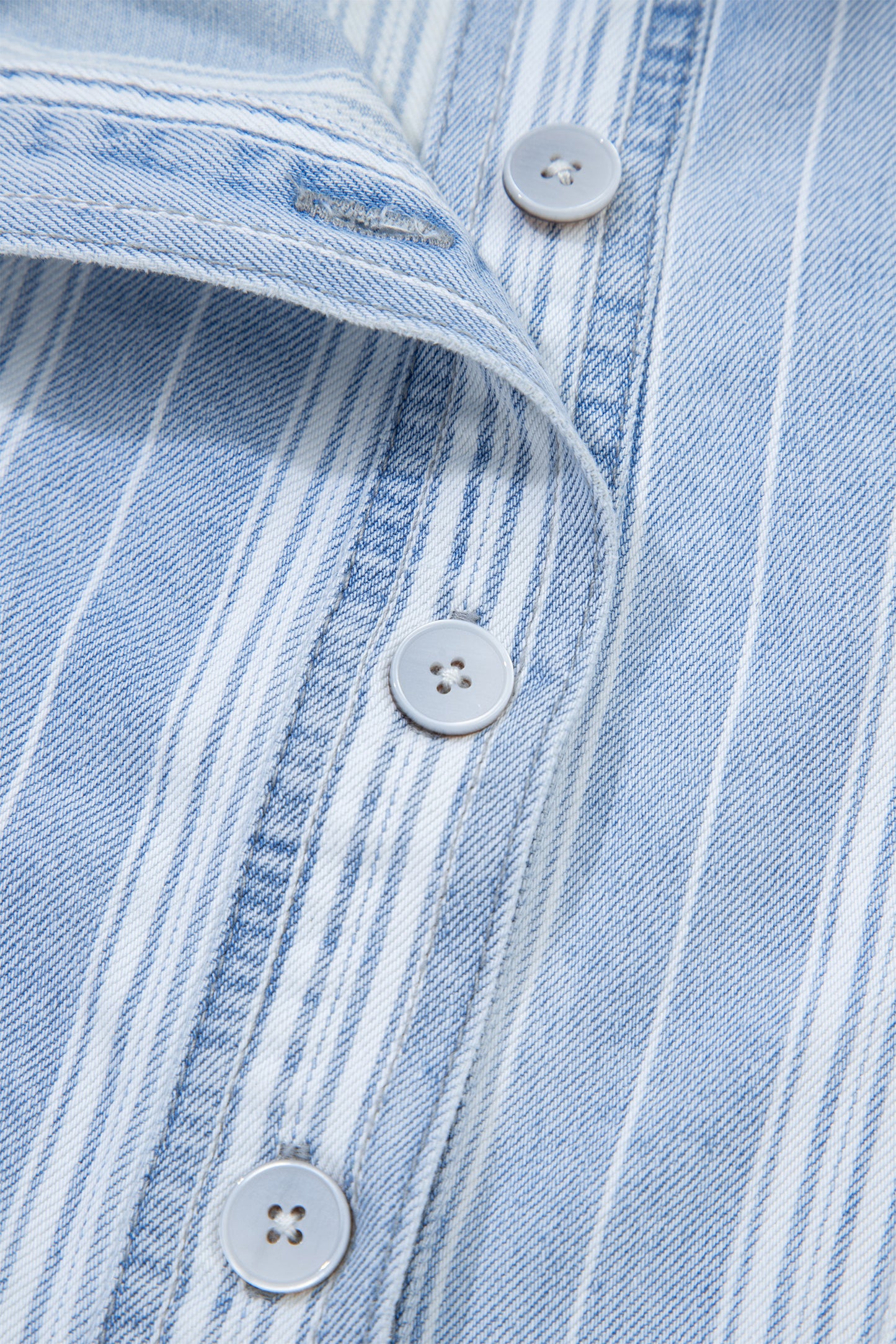 Sky Blue Stripe Boyfriend Chest Pocket Classic Denim Shacket