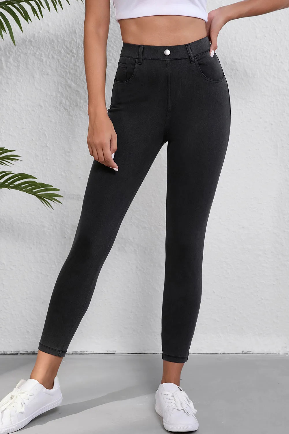 Black Skinny Fit Ankle High Waist Jeans - Chic Meadow Boutique 