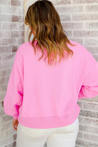 Pink Touch Down Rugby Football Embroidered Plus Size Sweatshirt - Chic Meadow Boutique 