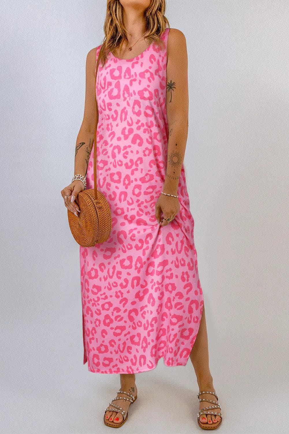 Dresses/Maxi Dresses Leopard Print Sleeveless Maxi Dress