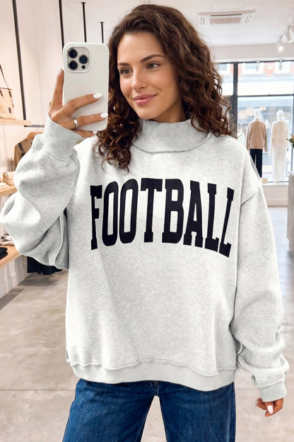 Light Grey High Neck GAMEDAY/ FOOTBALL Double Side Printed Reversible Sweatshirt