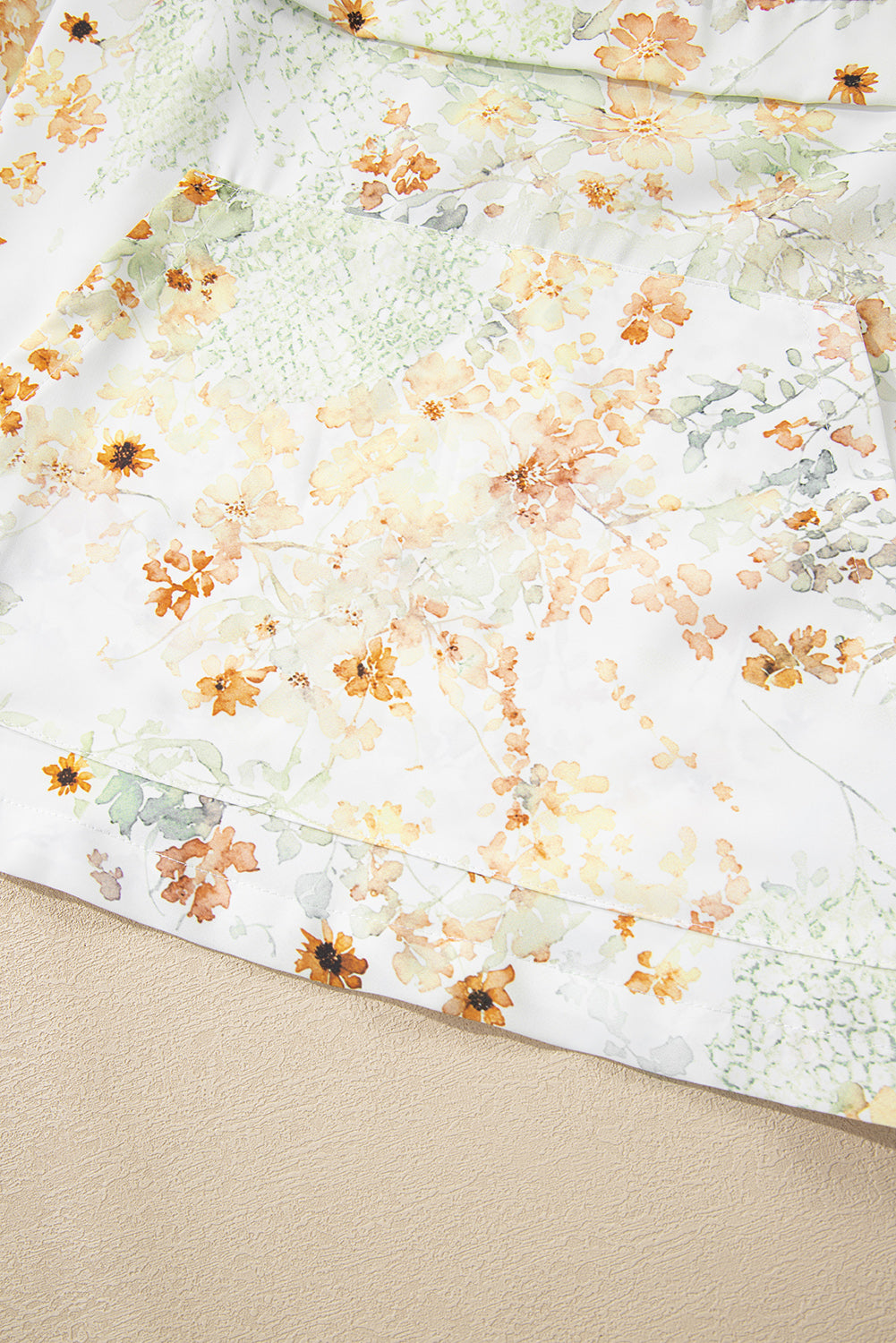 Yellow Floral Print Half Zip Hooded Long Sleeve Top