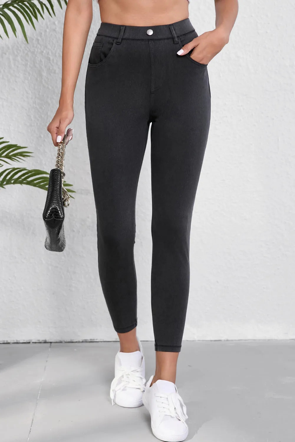 Black Skinny Fit Ankle High Waist Jeans - Chic Meadow Boutique 