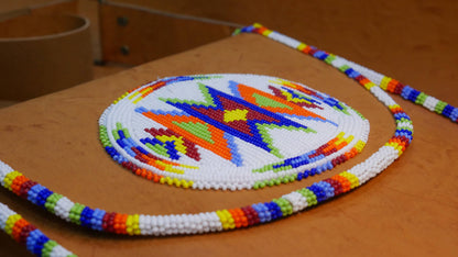 White Handmade Beaded Leather Crossbody bag , Shoulder Bag