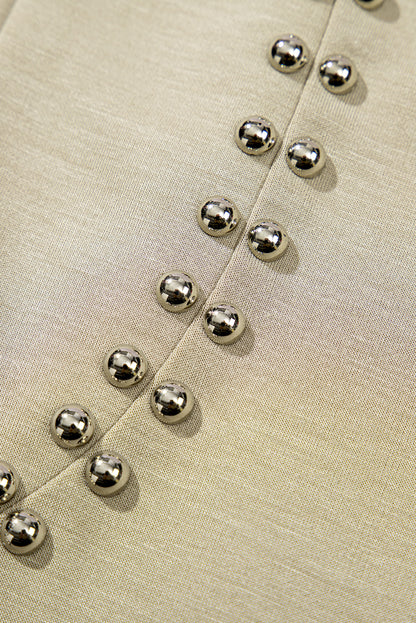 Sage Green Studded Cap Sleeve Round Neck T Shirt