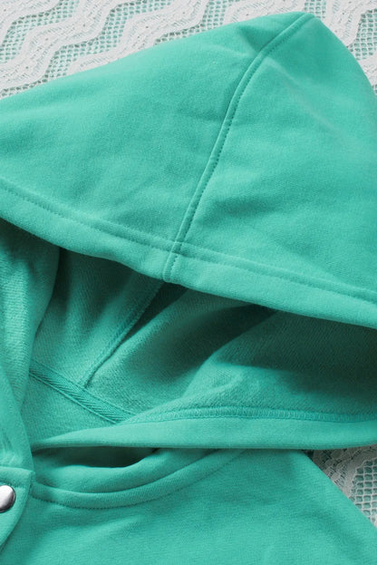 Turquoise Batwing Sleeve Pocketed Henley Hoodie - Chic Meadow Boutique 